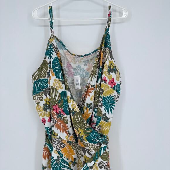 LOFT Beach Wrap Dress Women Plus 26 Linen Blend Tropical Midi Summer Vacation - Picture 4 of 10